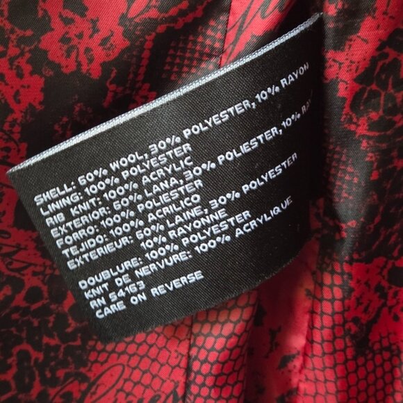 Women's Guess Red Toggle Wool Blend Duffle Coat - Picture 14 of 15